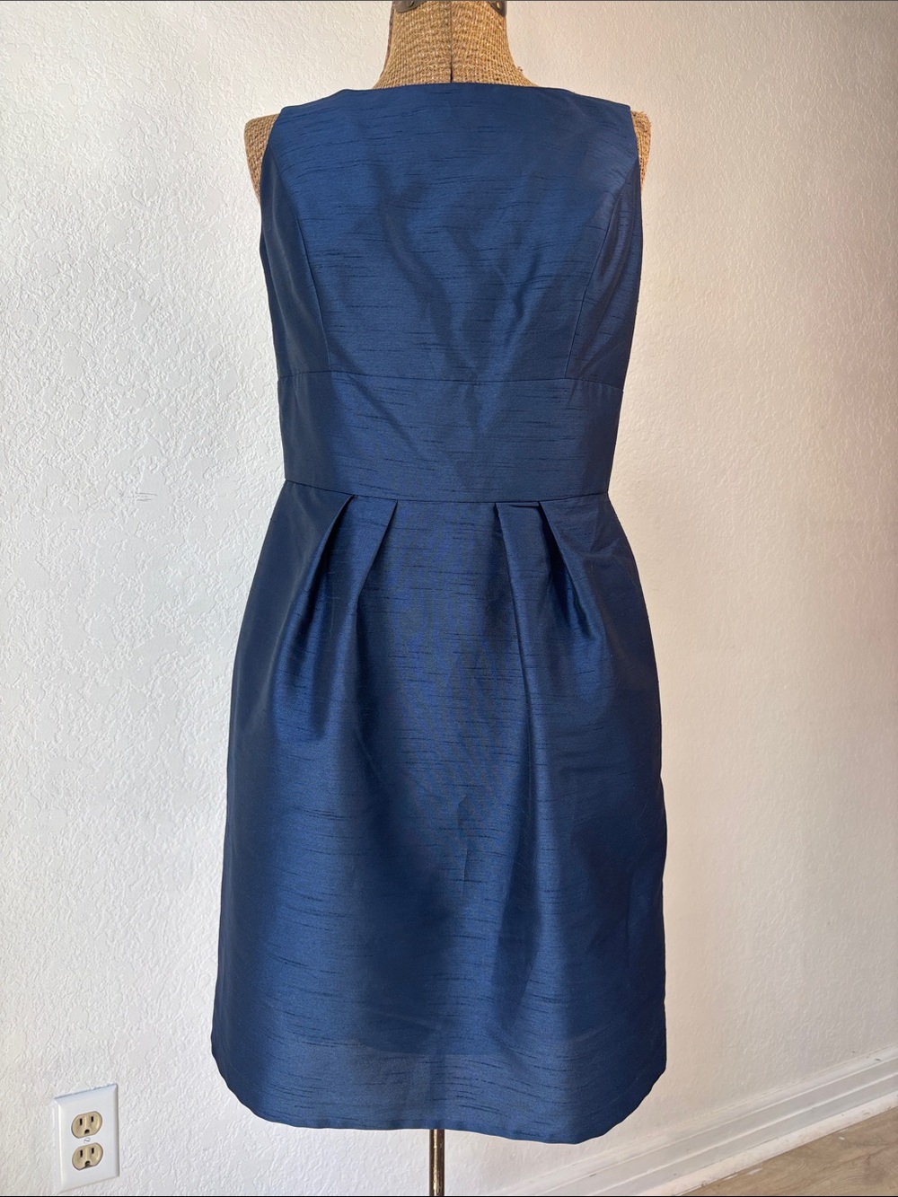 ALFRED SUNG Navy Blue Sleeveless Pleated Waist Midi Dress